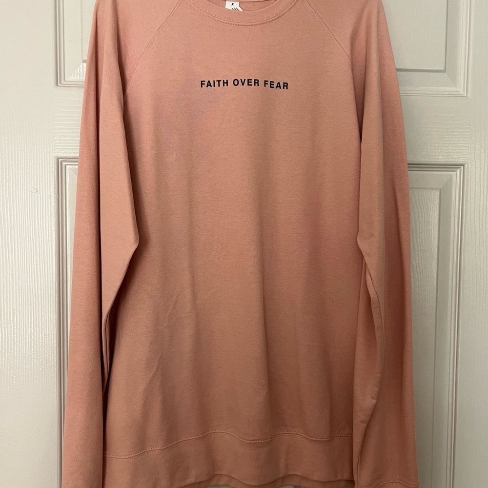 Faith Over Fear Pink Sweater